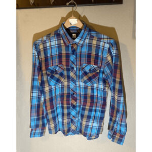 Ocean Pacific OP Button Down Long Sleeve Casual Shirt Turquoise Flannel Size Sma